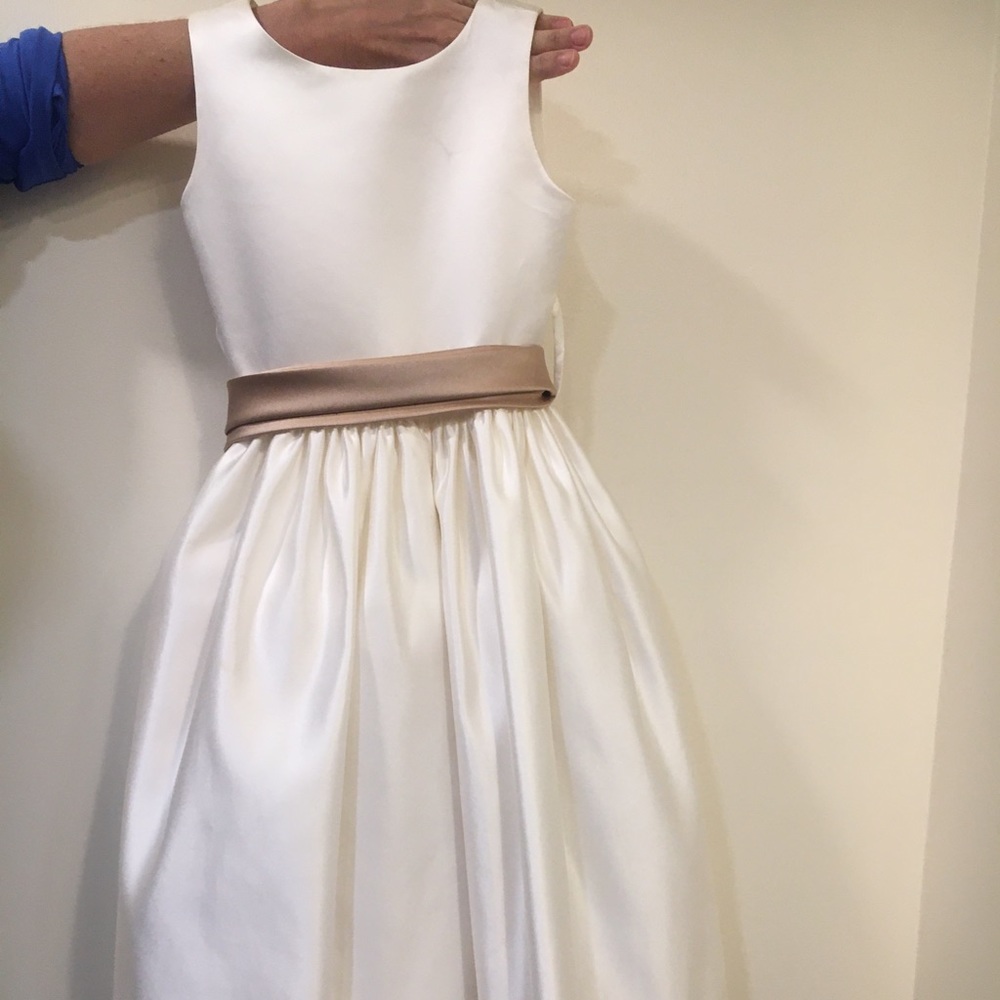 White tool filled dress with Bow in the back